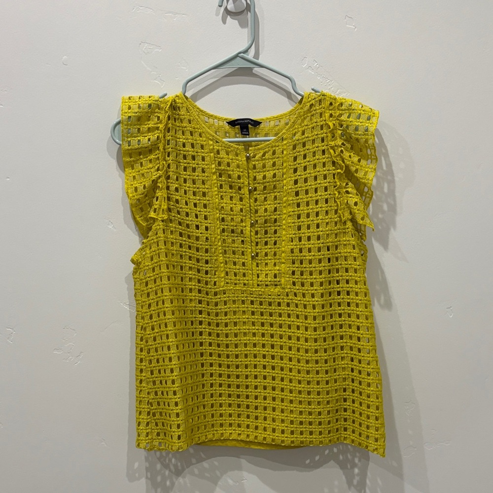 Banana Republic Yellow Eyelet Blouse